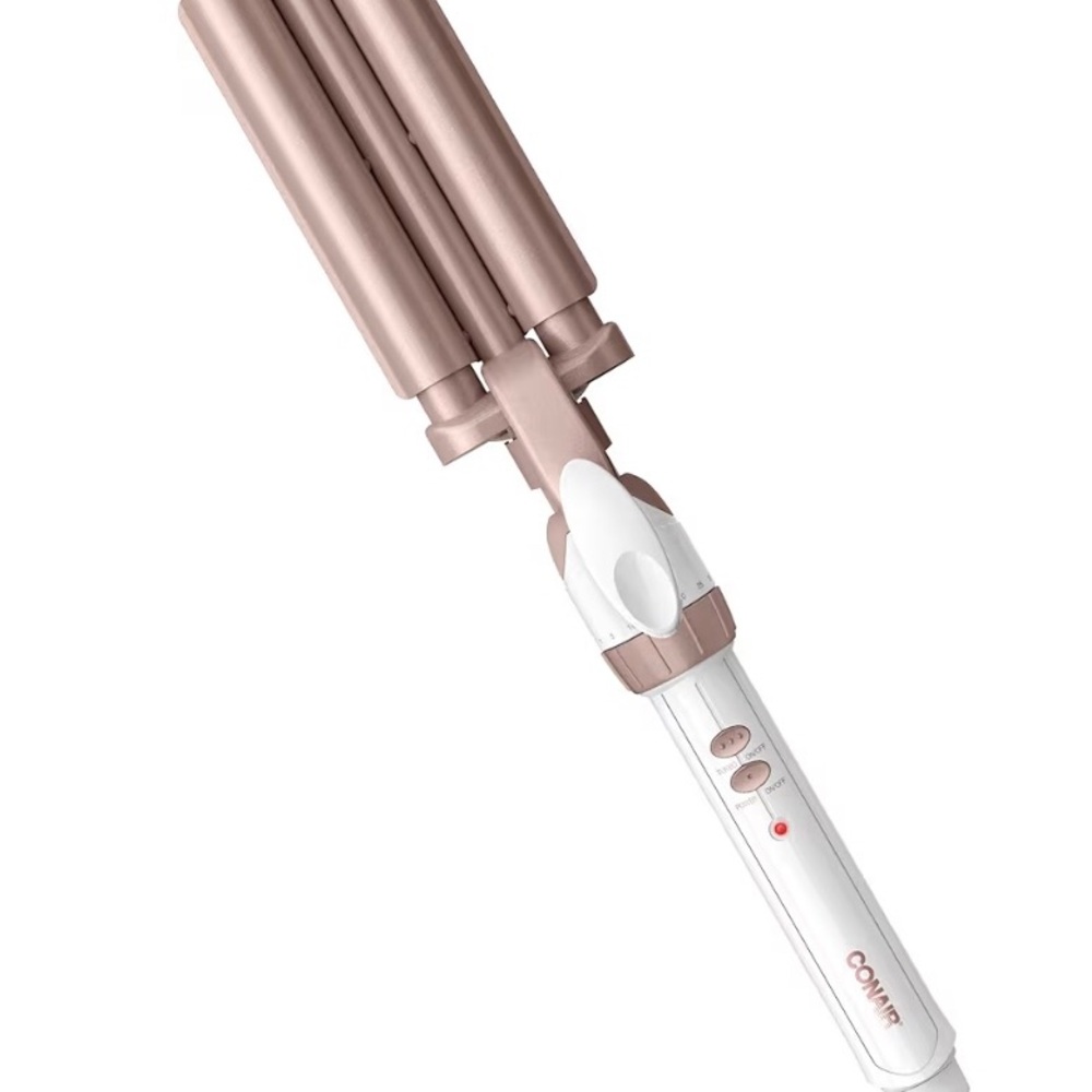 New BNIB Conair Double Ceramic Triple Barrel Waver, White/Rose Gold